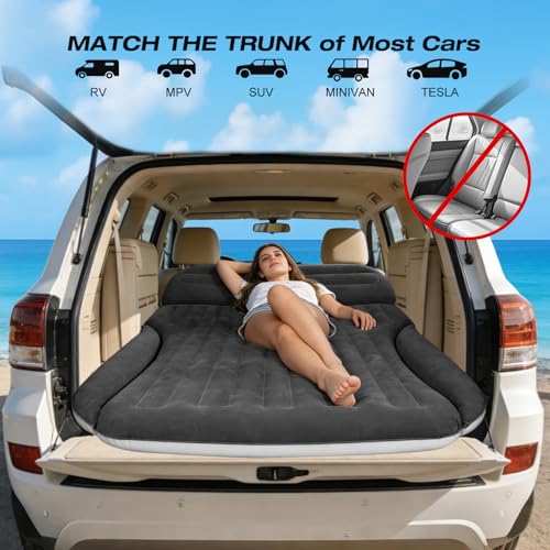Ciremiv SUV Air Mattress Dark Coffee with Pump - Double Side Flocked Car Bed