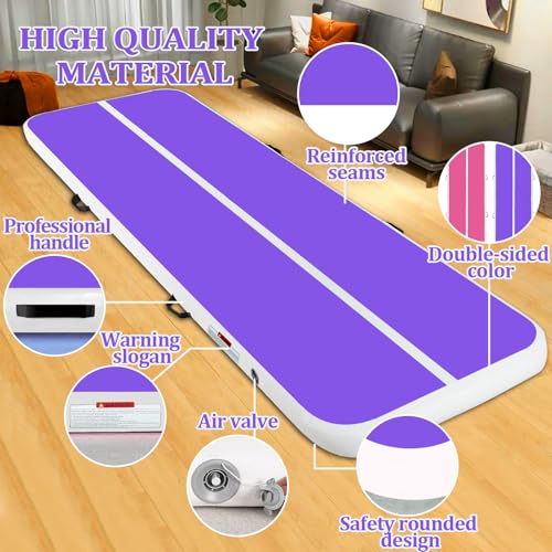CZGBRO 10ft x 3.3ft x 4in Pink Air Gymnastics Tumble Track with Electric Pump