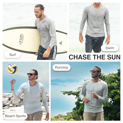 Men's Long Sleeve Swim Shirt - Quick-Dry Rash Guard UPF 50+ XX-Large Gray