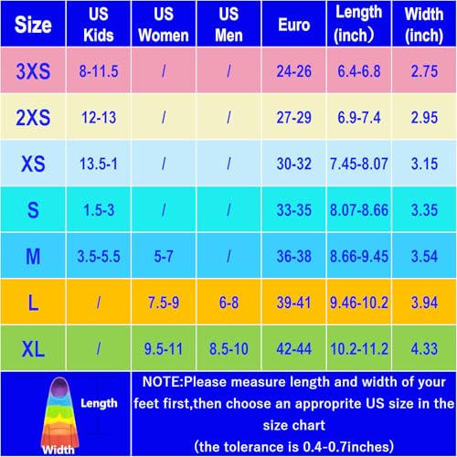 Kids Swim Training Fins Rainbow Silicone Adjustable Flippers - Xs (Us Kids 13.5-1)