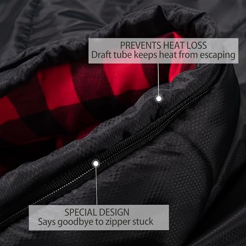 XXL Sleeping Bag for Adults - Cold Weather 30°F Comfort - Black / Right Zip