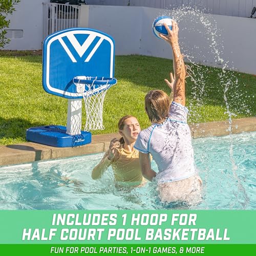 GoSports 2-in-1 Pool Basketball & Volleyball Set - Water Games for In-Ground Pools