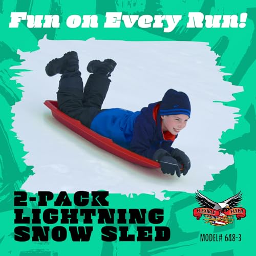 Flexible Flyer 2-Pack Winter Lightning Snow Sleds for Kids & Adults 48 Inch Toboggan