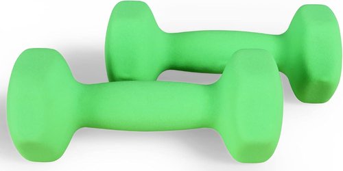 Fitvids Neoprene Dumbbell Hand Weights - Anti-Slip Hex Shape | Colorful Pair with Stand