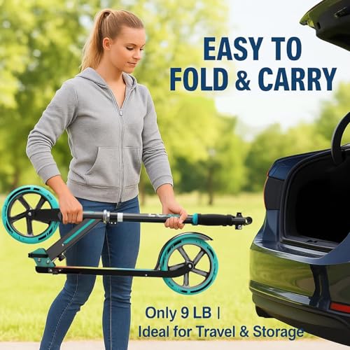 LEEYV Kids & Adult Folding Kick Scooter Blue & Black, Max 240 LBS