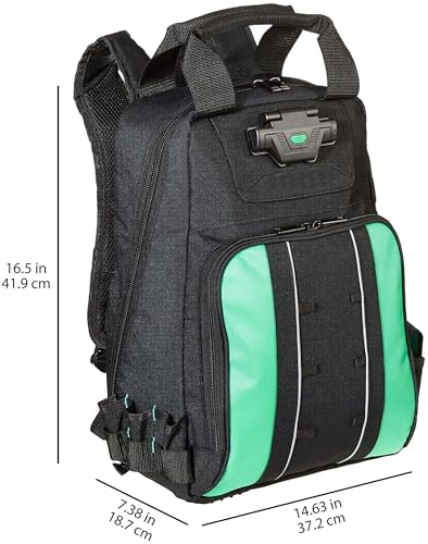 Amazon Basics Tool Backpack with LED Light, 55 Pockets, Padded Straps — Durable Storage Bag for Tools, Black (Variation of Backpack)