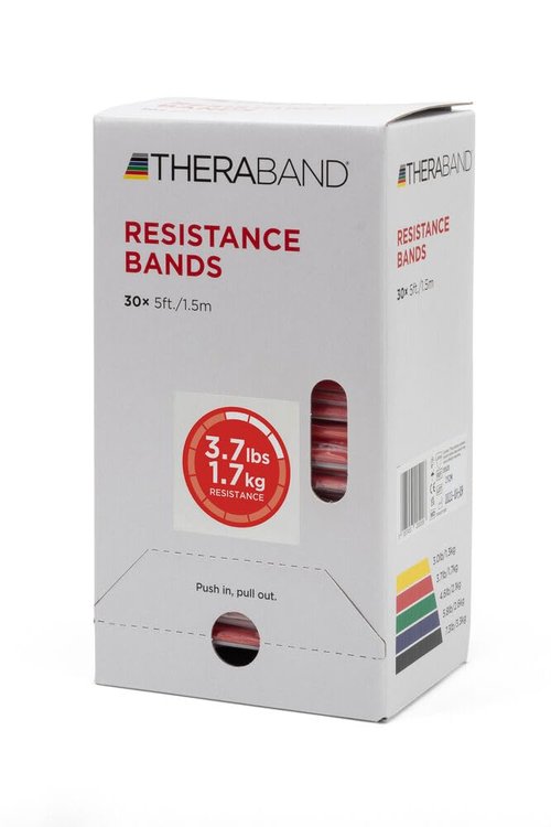 Theraband 20960 Professional Latex Elastic Fitness Band for Upper & Lower Body Exercise and Physical Therapy, Beginner Level 3, 5' Length, Medium, Red