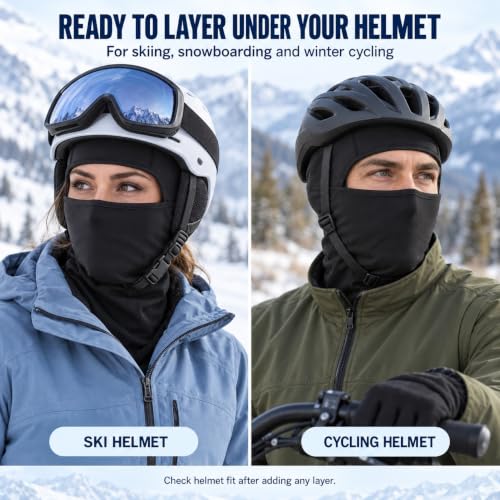 Cold Weather Balaclava Ski Mask for Men Women - Windproof Thermal Winter Face Cover & Neck Warmer - One Size XXL Black