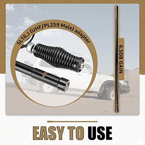 Heavy Duty Fiberglass GMRS Mobile Antenna - 48.2 Inch, 6.5dB Gain, 50W, Wireless Communication
