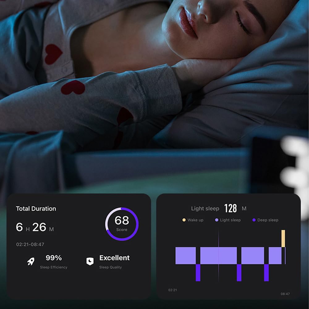 SM SEVENMORE Curved Design Smart Ring Fitness Tracker, Gesture Remote Control Activity Sport Record Sleep Quality Heart Rate SpO2 Skin Temperature Monitoring (Black, #9)