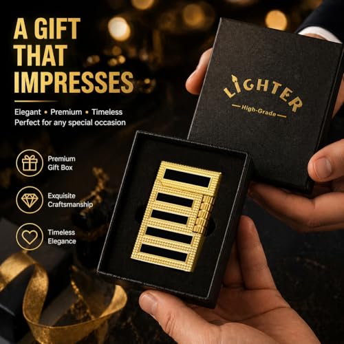 VelTora Gold Refillable Butane Lighter Soft Flame Metal Design Angled Flame