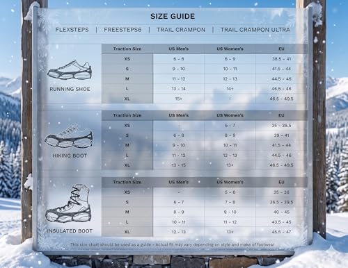Large Black Winter Ice Crampon for Hiking Trails - Traction System for Ice Snow Mud