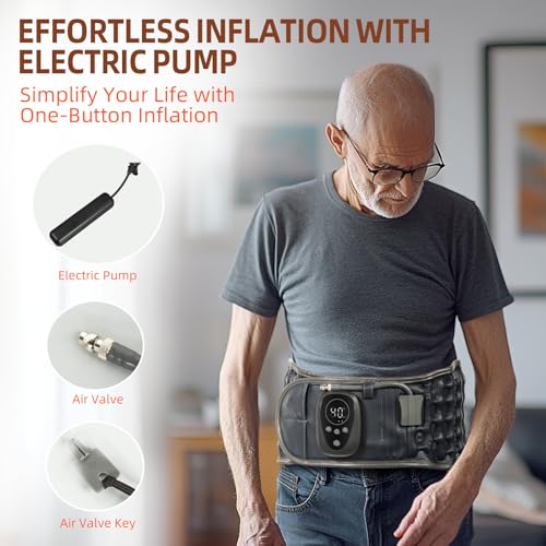 GINEKOO Dark Blue Red Light Back Support Belt with Massage & Heating