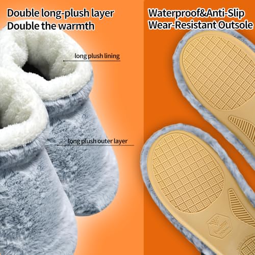 Ewarmer Gray Large Rechargeable Heated Slippers for Women, Graphene Heating, 4-8 Hour Warmth