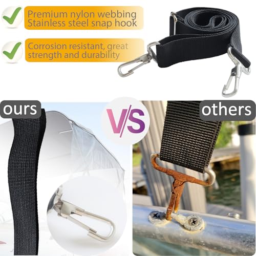 Adjustable Boat Bimini Top Straps with Stainless Steel Snap Hooks – 2 Pack