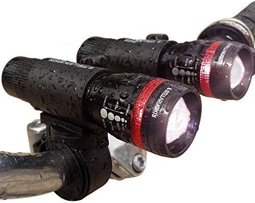 StellarLights - Solid Aircraft Aluminum Bike Light - Bright 240 Lumens LED Bicycle Headlight with Tail Light - Waterproof