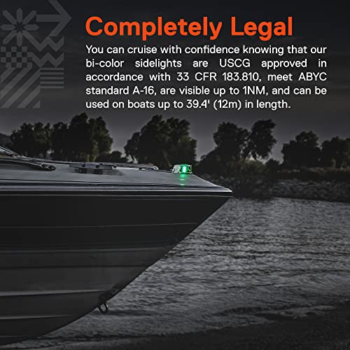 Red Green Bi-Color LED Marine Boat Navigation Light - Waterproof & Approved