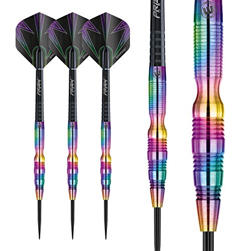 Winmau Simon Whitlock Urban Grip Tungsten 24g Steel Tip Darts Set with Flights & Shafts Rainbow