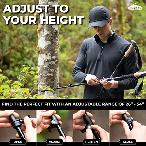 Grey Carbon Fiber Trekking Poles - Adjustable Hiking Sticks with Cork Grip