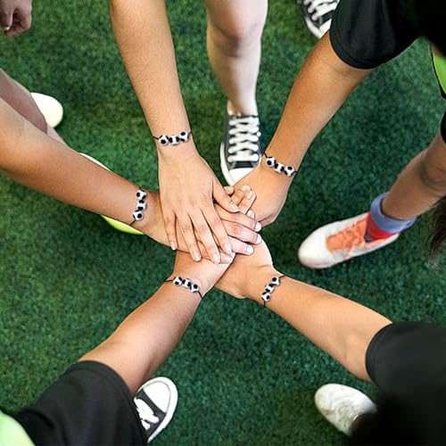 Soccer Party Favors Pack 24 Pcs with Drawstring Backpacks & Adjustable Bracelets for Kids & Adults