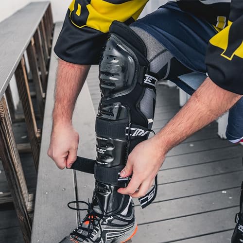 9-Inch Black Lightweight Hockey Shin Guards with Hard Shell & Breathable Fit