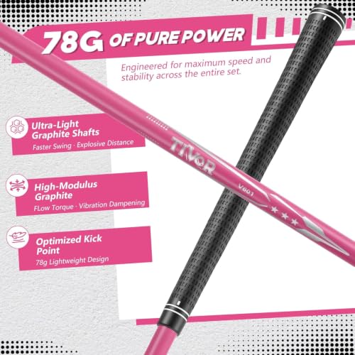 Golf Clubs Set for Men Women Right Hand Pink - 7-Piece Complete Golf Set