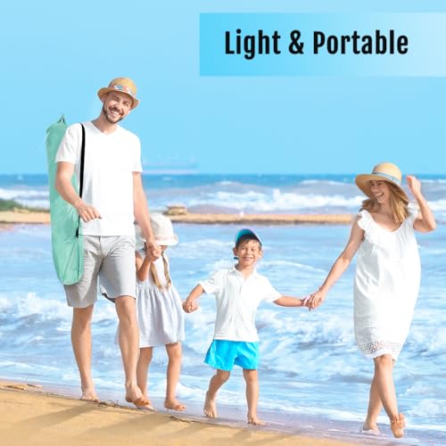 Mint Green Deluxe Pop Up Beach Tent Sun Shade Shelter for 3-4/5-6 People UV Protection
