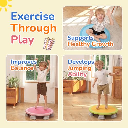 BABAMU Blue Mini Indoor Trampoline for Kids, Sensory & Recreational Jump Toy