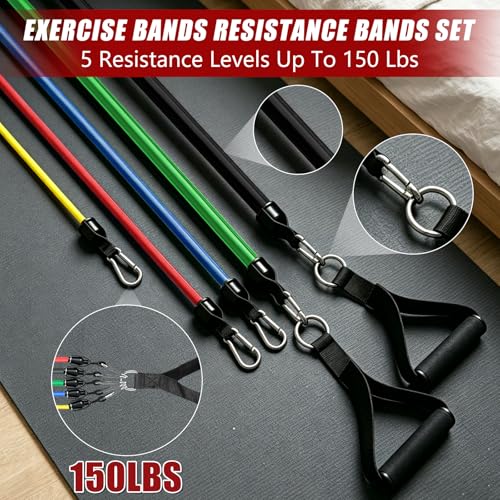 5-Level Resistance Bands with Handles for Full-Body Workout, Portable Fitness Set