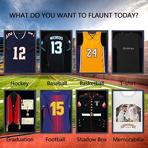 Grintus 2 Pack Jersey Display Cases Black Shadow Box for Autographed Sports Jerseys