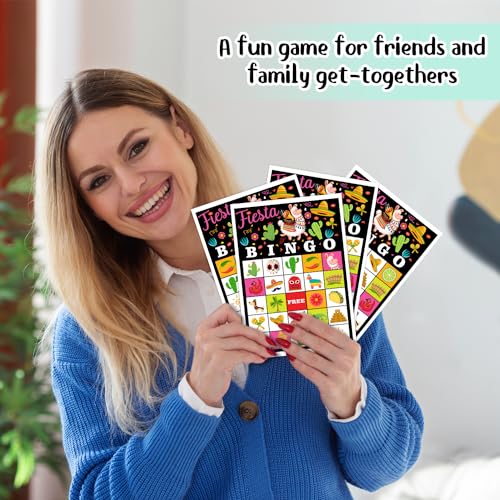 Fiesta Party Bingo Cards Set - 24 Player Mexican Llama Party Game for Family & Adults - Variation of THIS Listing 01