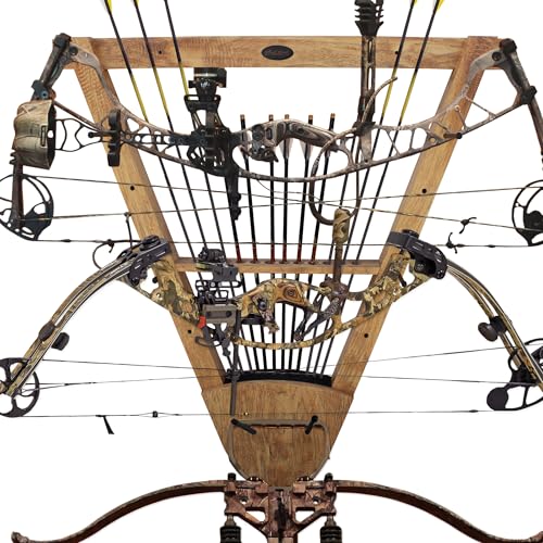 Rush Creek Creations American Cherry Wall Mounted Bow & Arrow Display Rack for Hunting & Archery Accessories