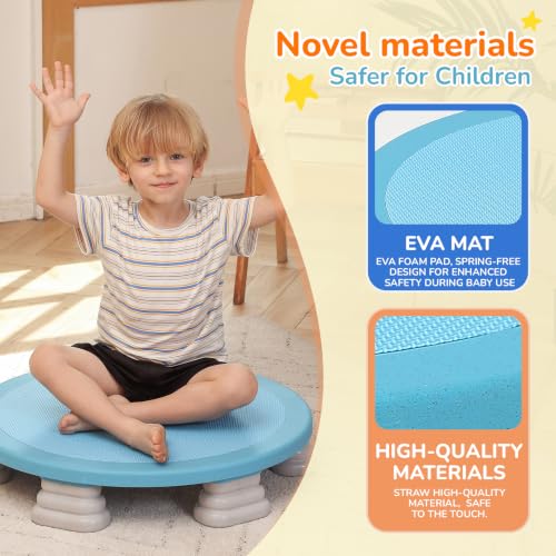 BABAMU Blue Mini Indoor Trampoline for Kids, Sensory & Recreational Jump Toy