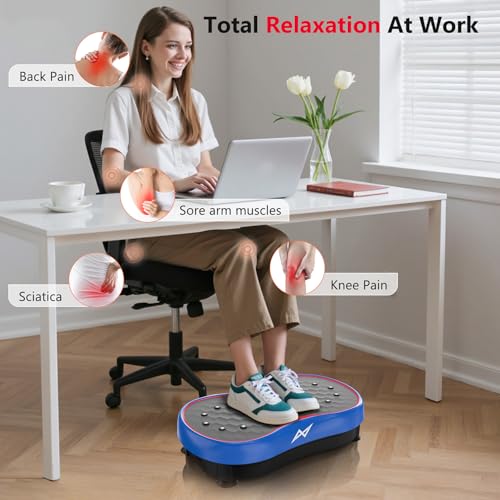 AXV Round Blue Vibration Plate Exercise Machine for Full-Body Workout