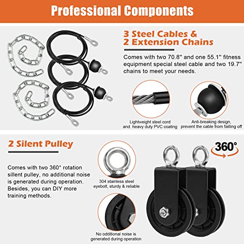 SERTT Home Gym Pulley System Black - Lat Pulldown, Triceps, Biceps, Shoulder Workout