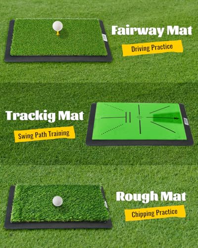 Golf Practice Hitting Mat with Swing Path Feedback & Impact Detection for Indoor Outdoor Use