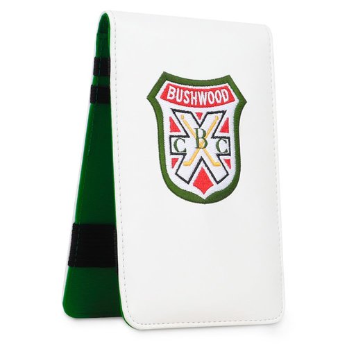 Craftsman Golf Bushwood Golf Shield White Leather Golf Scorecard & Yardage Book Holder Cover Also can Customize Your Name Version (Normal One)