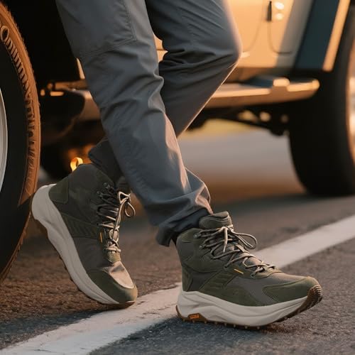 NORTIV 8 Men's Wide Toe Box Hiking Boots - Olive, Size 9