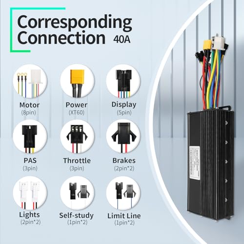 40A Brushless Ebike Controller with Color LCD Display for 1600W-2000W e-Bikes