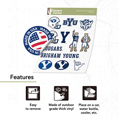BYU Cougars Sticker Decal 8.5x11 Inches - College Spirit Vinyl Sheet