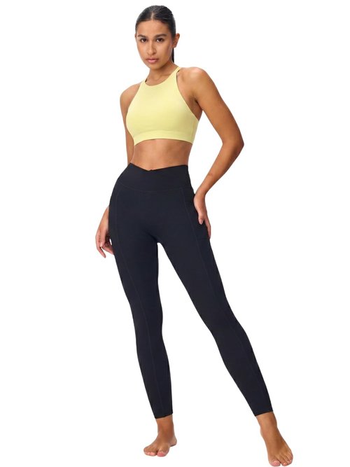 Omwilddo High Neck Cross Back Sports Bra for Women Light Support Yoga Bralette Thin Strap Removable Pads Pilates Workout Top Yellow XXL