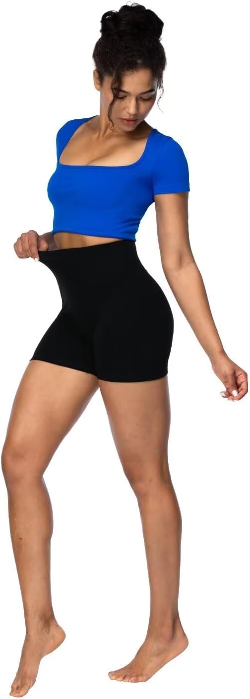 Sunzel Women's High Waisted Butt Scrunch Shorts - Tummy Control Biker Shorts for Gym & Yoga