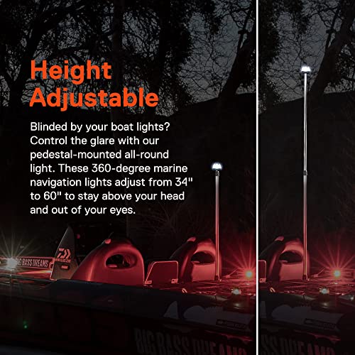 Adjustable 34-60 Inch White Anchor LED Marine Boat Navigation Light - USCG Approved