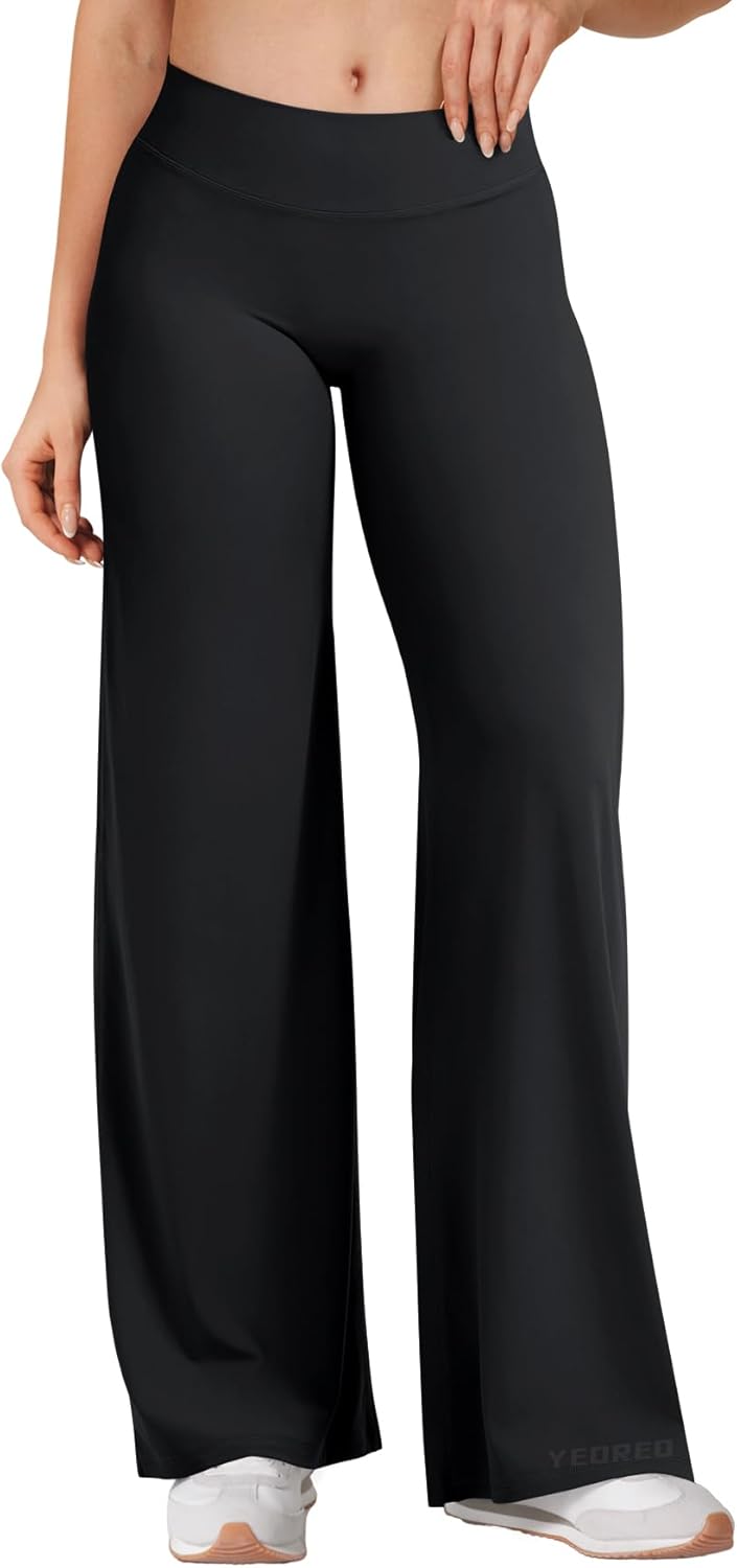 YEOREO Women's Low Rise Straight Leggings - No Front Seam | 31.5" Wide Leg VitaWeave Gym Yoga Pants