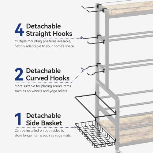 Home Gym Dumbbell & Equipment Storage Rack with Casters, 500 lbs Capacity