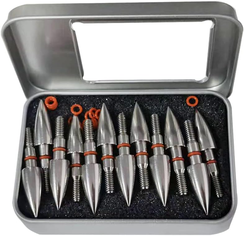 Skiennix Premium Stainless Steel Archery Target Field Points - Durable Screw-In Arrowheads | 12 Pack