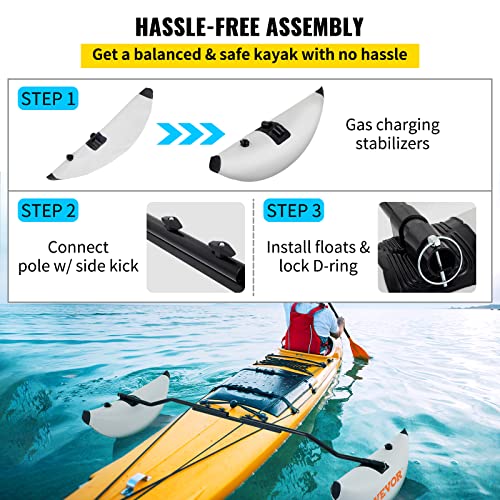 Inflatable Kayak Stabilizers with Adjustable Outrigger System - PVC Float Kit