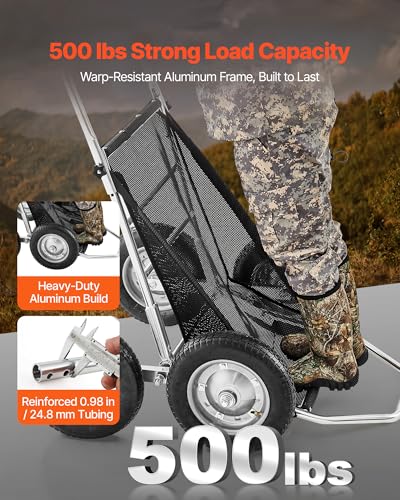 VEVOR 500lbs Heavy-Duty Aluminum Game Cart with 4-Wheel All-Terrain Folding Design