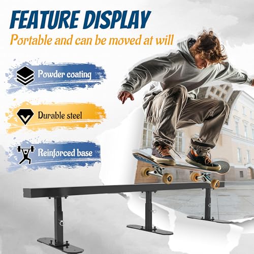Adjustable 72-Inch Skateboard Grind Rail for Beginners & Pro Skaters