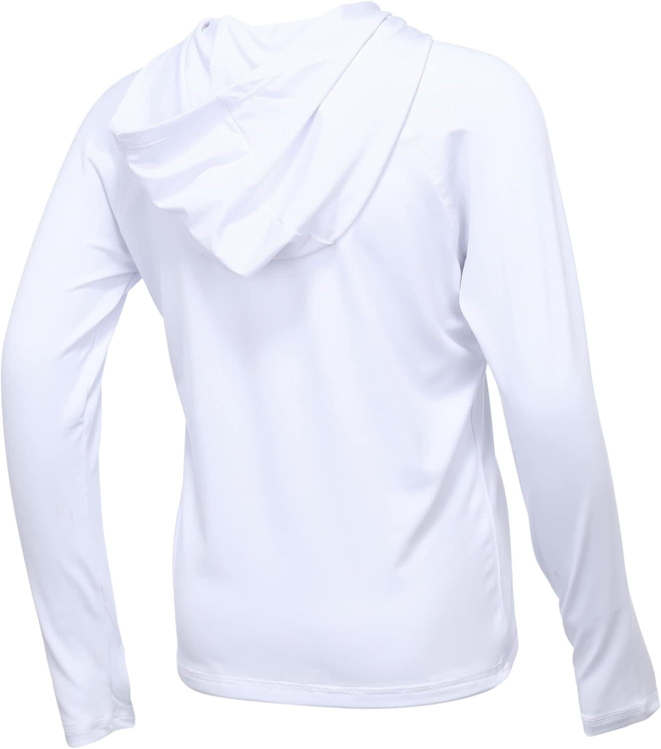Skiennix Kids Fishing Shirts - Lightweight UV Protection Long Sleeve Hoodies for Boys | White